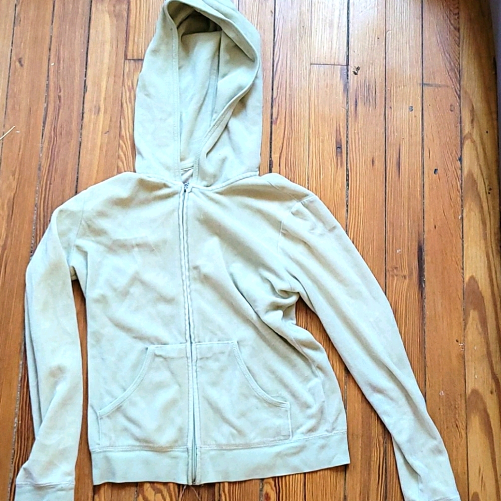 Light lime green velour hooded sweatshirt